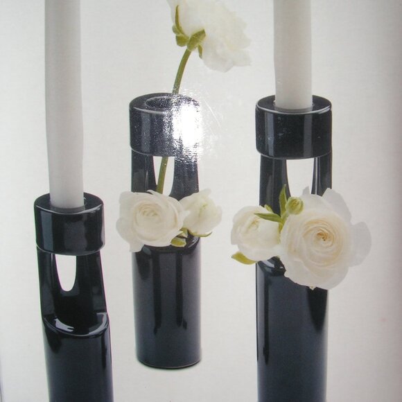 Mikasa Truck Bloom Set of 3 Vases Black Ceramic - Picture 9 of 16